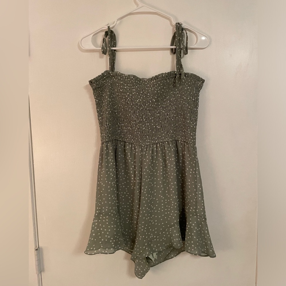 Green Polka Dot Romper